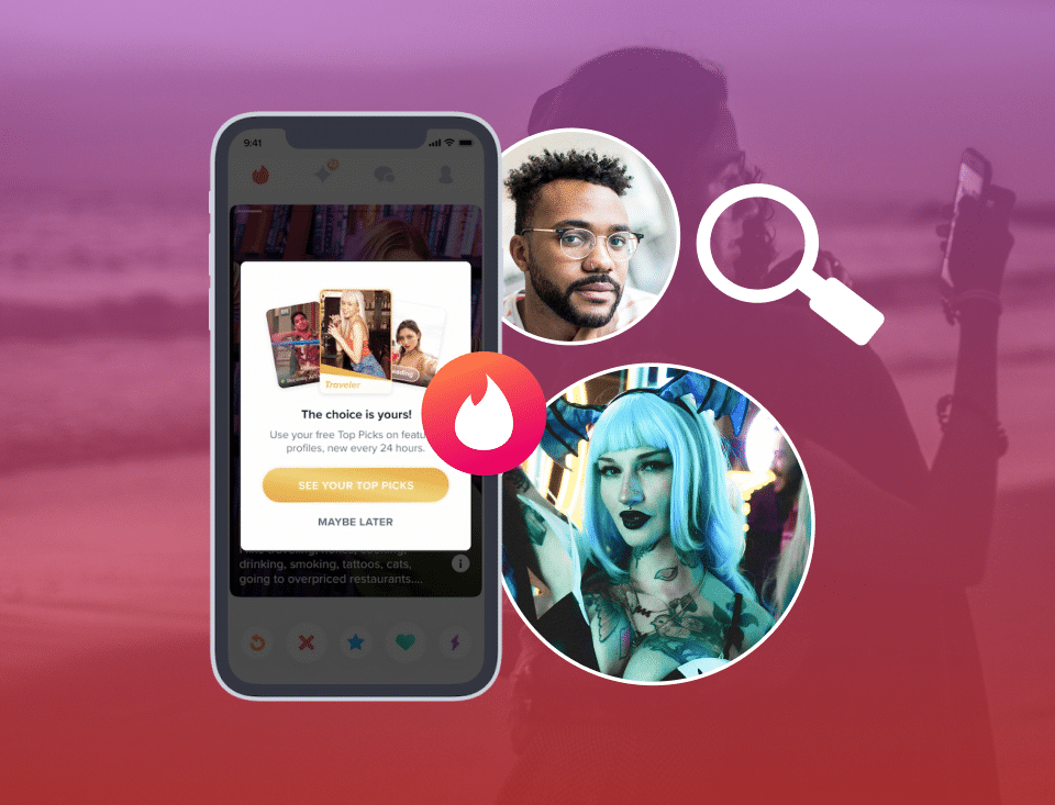 Search dating apps by name, number, photo, or username