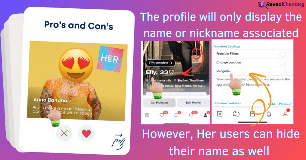 Can a Her Profile not Display a Name or Username?